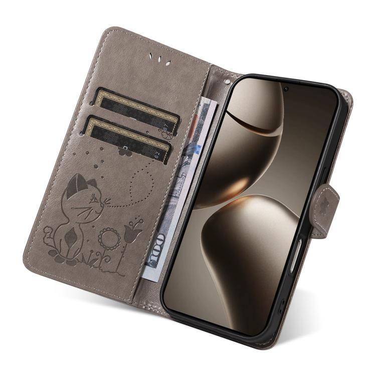 For Xiaomi 15T Pro 5G Cat and Bee Embossed Flip Leather Phone Case