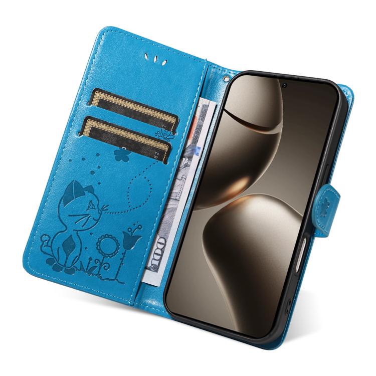 For Xiaomi 15T Pro 5G Cat and Bee Embossed Flip Leather Phone Case