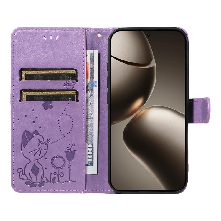 For Xiaomi 15T Pro 5G Cat and Bee Embossed Flip Leather Phone Case