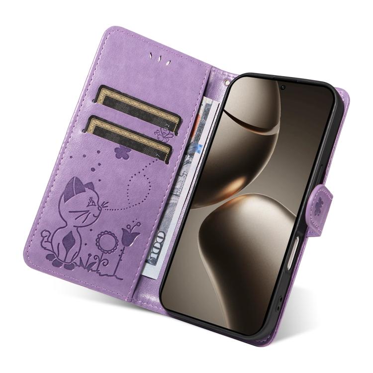 For Xiaomi 15T Pro 5G Cat and Bee Embossed Flip Leather Phone Case