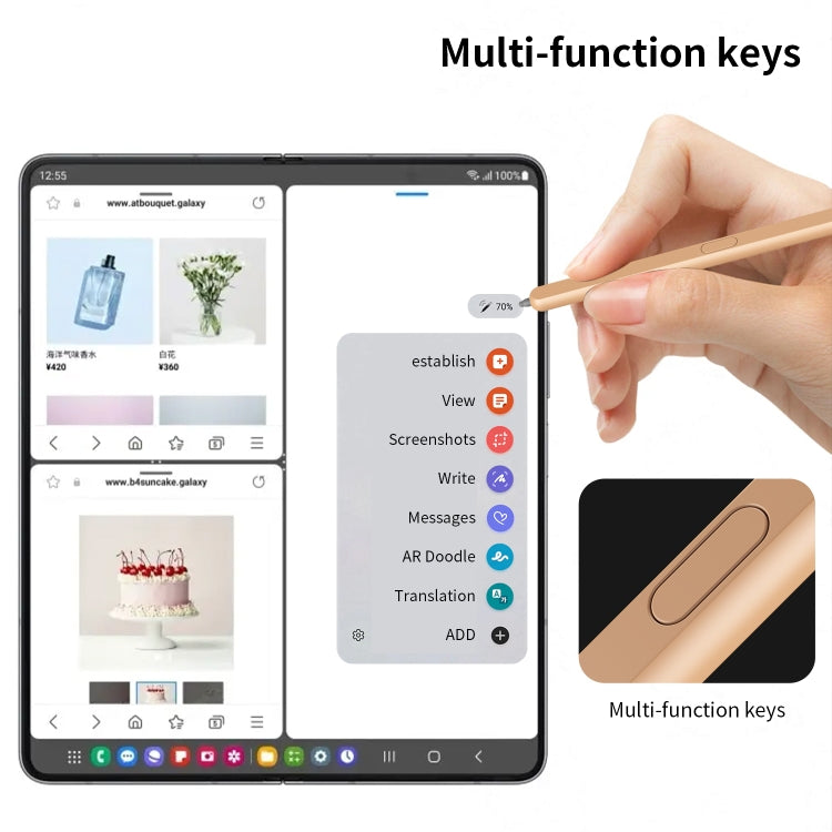 For Samsung Galaxy Z Fold6 / 5 / 4 / 3 Electromagnetic Stylus Pen with Pen Slot