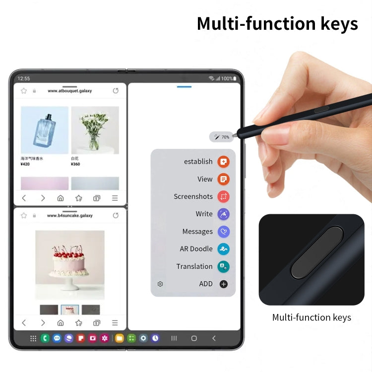 For Samsung Galaxy Z Fold6 / 5 / 4 / 3 Electromagnetic Stylus Pen with Pen Slot