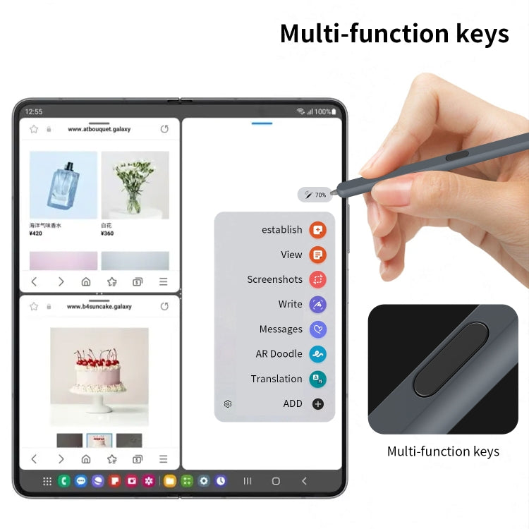 For Samsung Galaxy Z Fold6 / 5 / 4 / 3 Electromagnetic Stylus Pen with Pen Slot