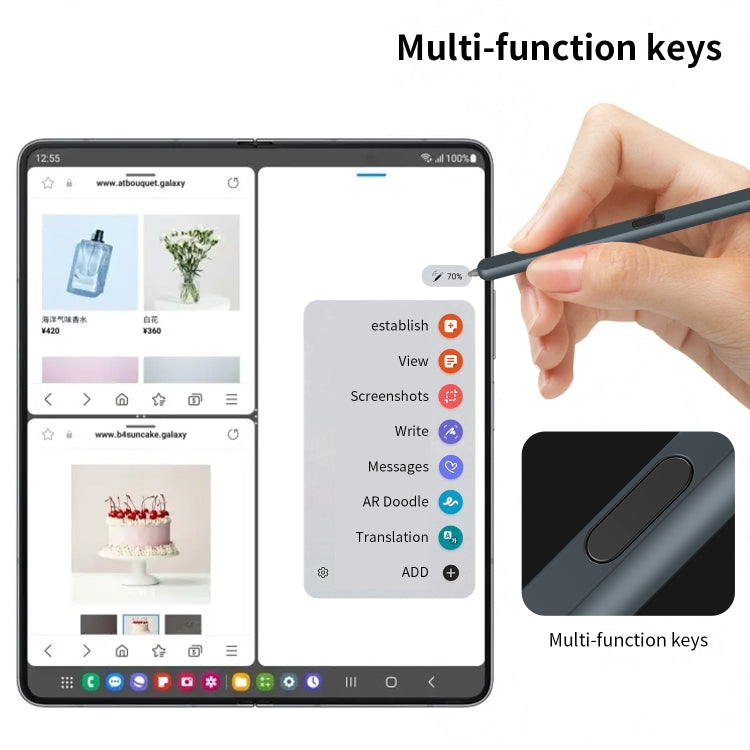 For Samsung Galaxy Z Fold6 / 5 / 4 / 3 Electromagnetic Stylus Pen with Pen Slot