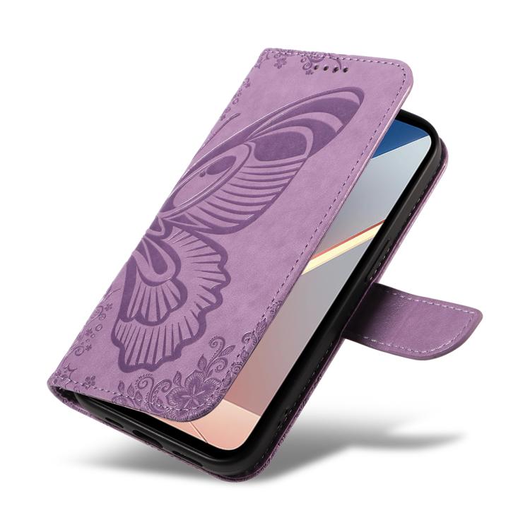 For Xiaomi Poco M7 4G 169mm Swallowtail Butterfly Embossed Leather Phone Case