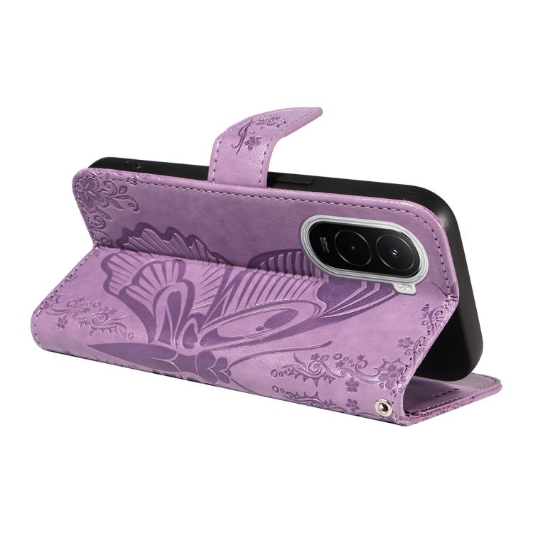 For Xiaomi Poco M7 4G 169mm Swallowtail Butterfly Embossed Leather Phone Case