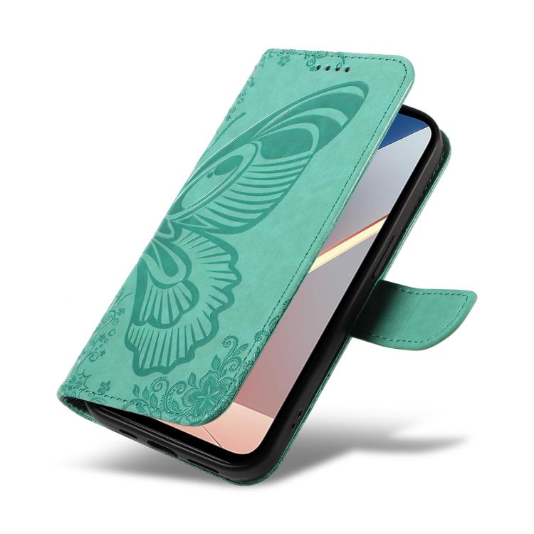 For Xiaomi Poco M7 4G 169mm Swallowtail Butterfly Embossed Leather Phone Case