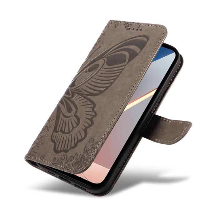 For Xiaomi Poco M7 4G 171mm Swallowtail Butterfly Embossed Leather Phone Case