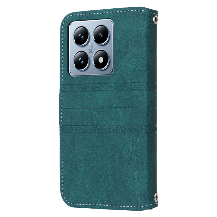 For Xiaomi 14T Embossed Stripes Skin Feel Leather Phone Case