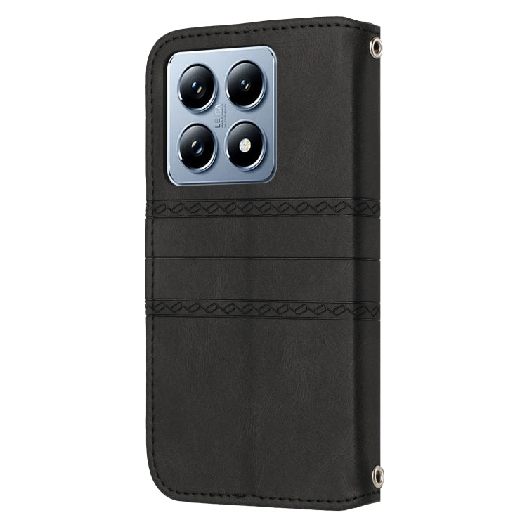 For Xiaomi 14T Pro Embossed Stripes Skin Feel Leather Phone Case