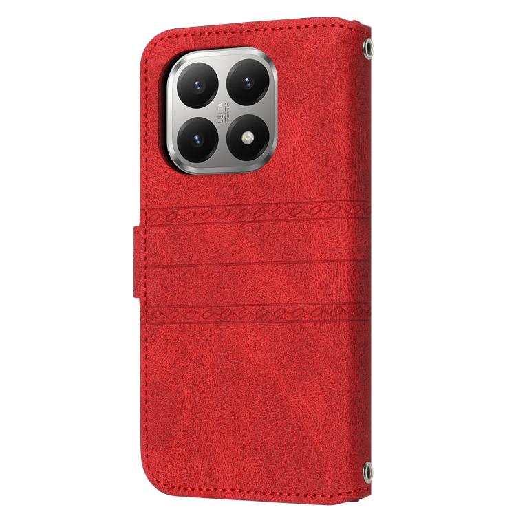 For Xiaomi 15T 5G Embossed Stripes Skin Feel Leather Phone Case
