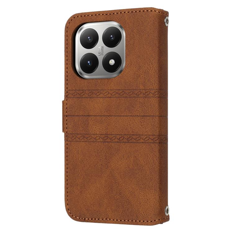 For Xiaomi 15T 5G Embossed Stripes Skin Feel Leather Phone Case