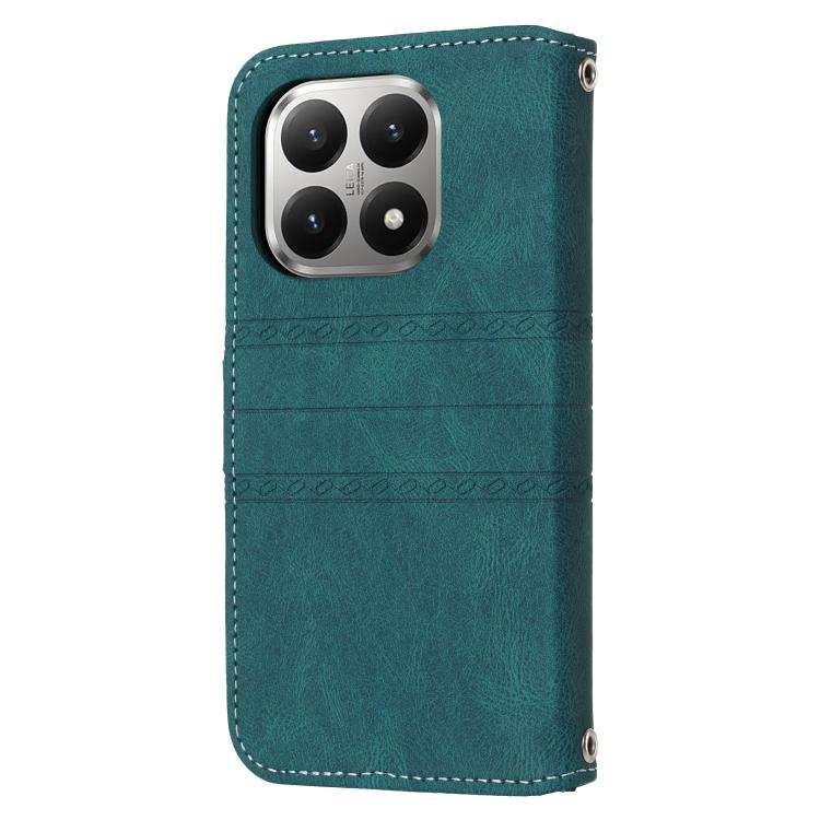 For Xiaomi 15T 5G Embossed Stripes Skin Feel Leather Phone Case