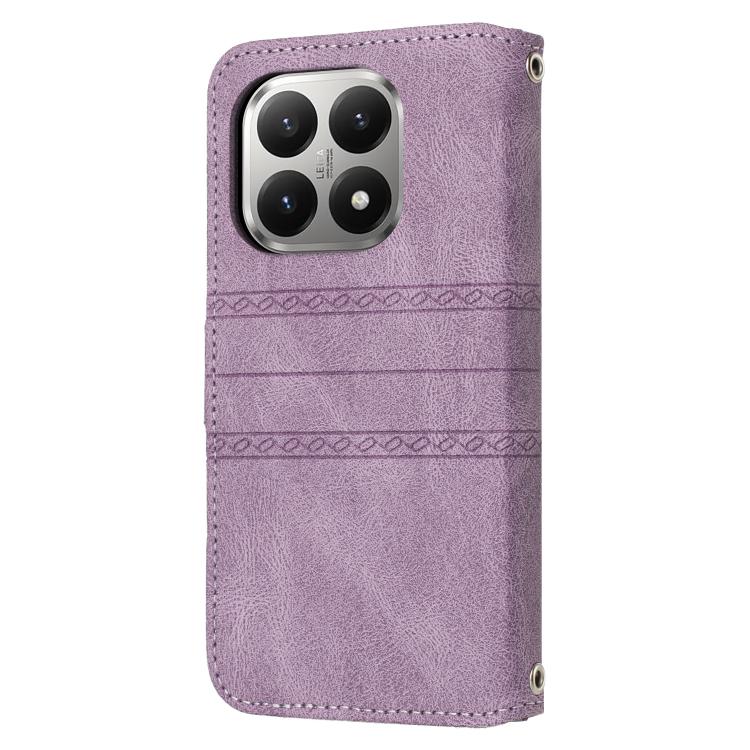 For Xiaomi 15T 5G Embossed Stripes Skin Feel Leather Phone Case