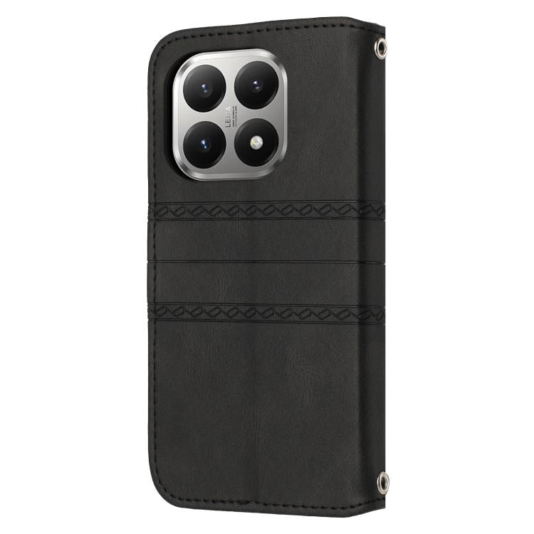 For Xiaomi 15T 5G Embossed Stripes Skin Feel Leather Phone Case