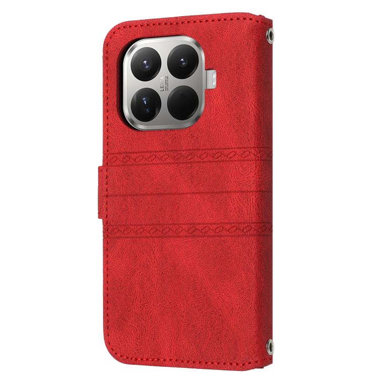 For Xiaomi 15T Pro 5G Embossed Stripes Skin Feel Leather Phone Case