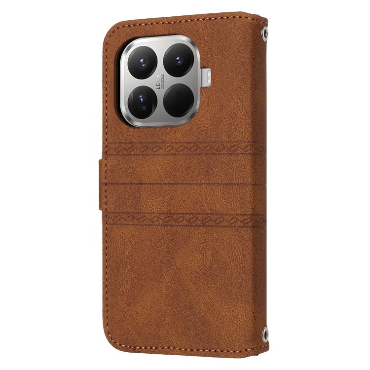 For Xiaomi 15T Pro 5G Embossed Stripes Skin Feel Leather Phone Case