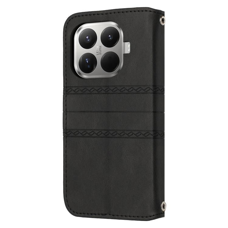For Xiaomi 15T Pro 5G Embossed Stripes Skin Feel Leather Phone Case