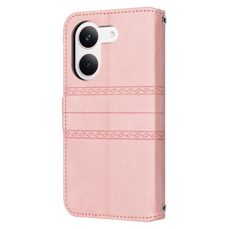For Xiaomi Poco X8 Pro 5G Embossed Stripes Skin Feel Leather Phone Case