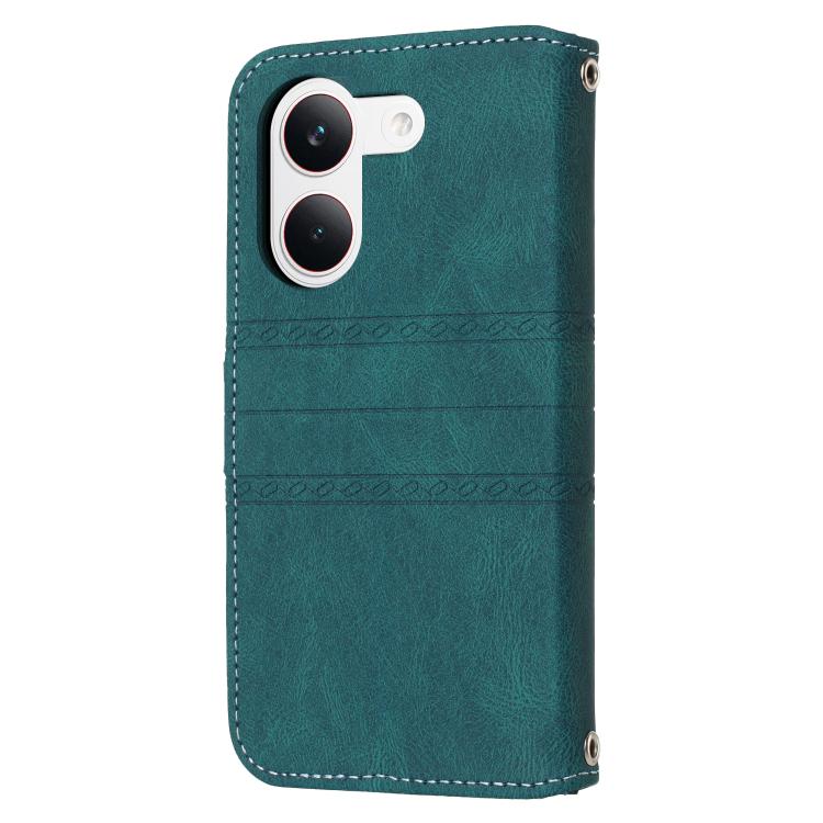 For Xiaomi Poco X8 Pro 5G Embossed Stripes Skin Feel Leather Phone Case