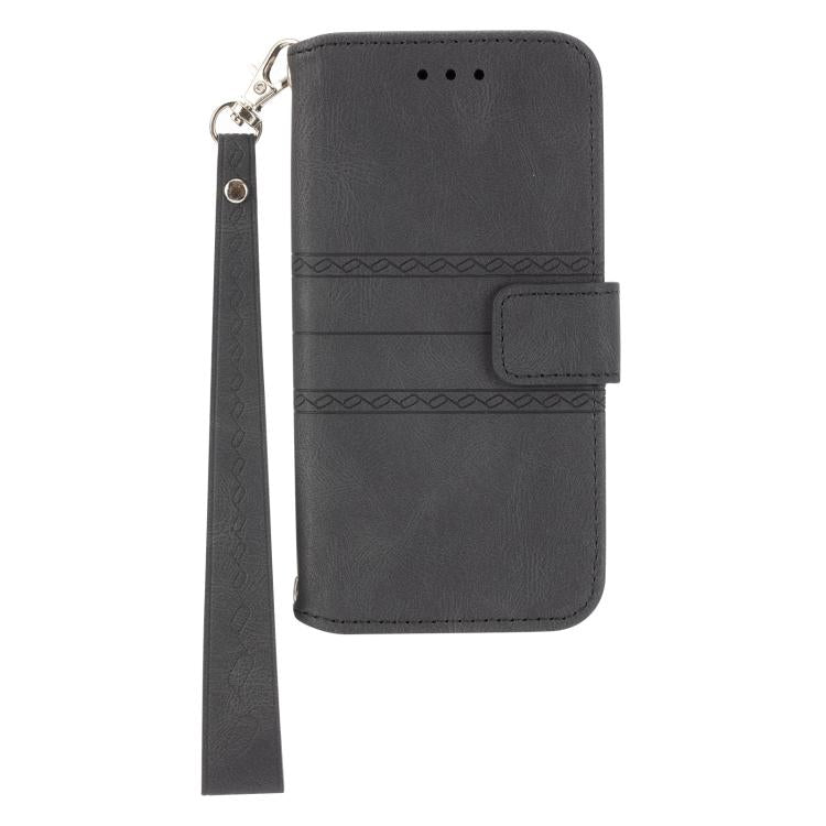 For Xiaomi Poco X8 Pro 5G Embossed Stripes Skin Feel Leather Phone Case