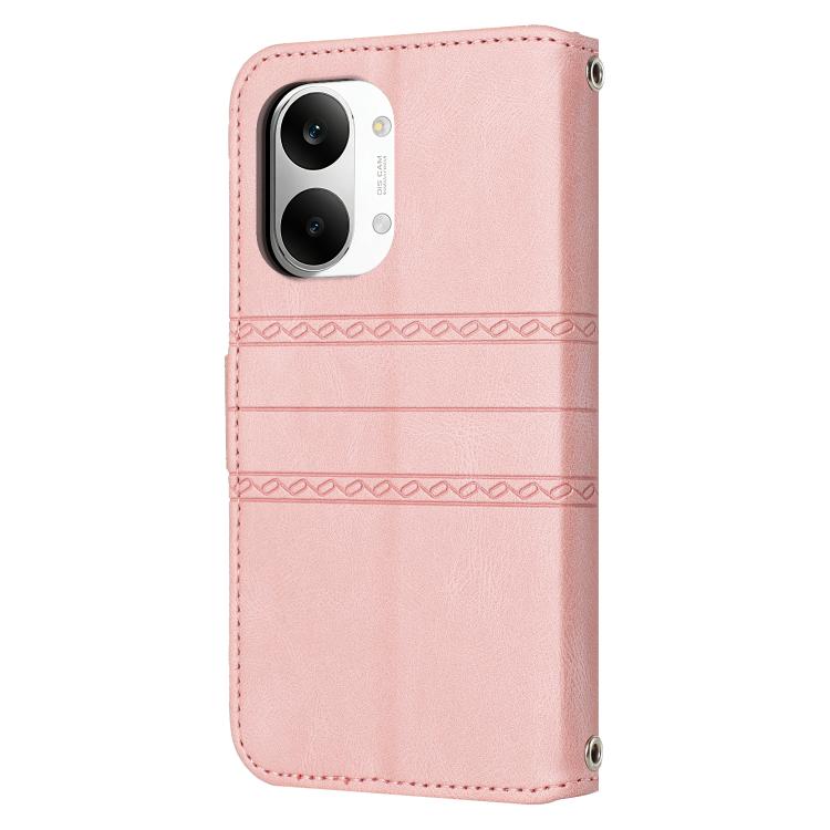 For Xiaomi Poco X8 Pro Max 5G Embossed Stripes Skin Feel Leather Phone Case