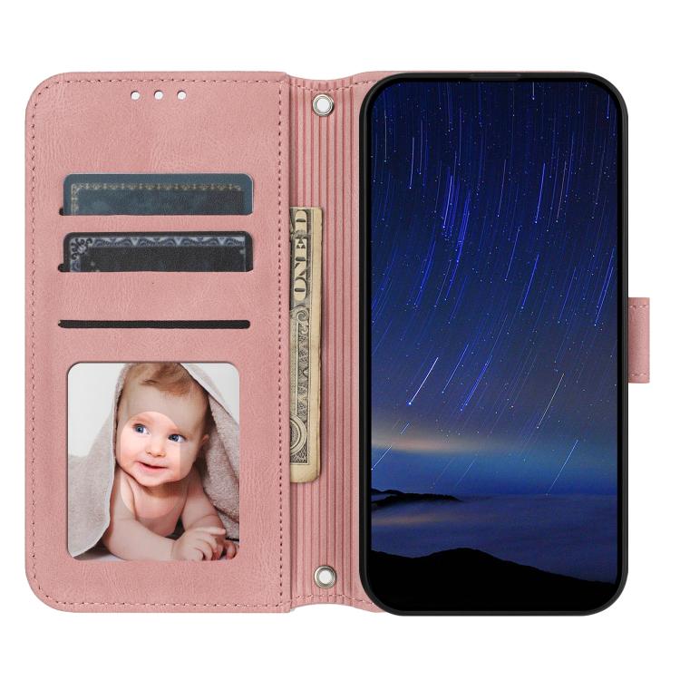 For Xiaomi Poco X8 Pro Max 5G Embossed Stripes Skin Feel Leather Phone Case