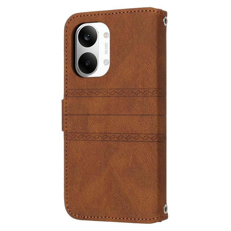 For Xiaomi Poco X8 Pro Max 5G Embossed Stripes Skin Feel Leather Phone Case