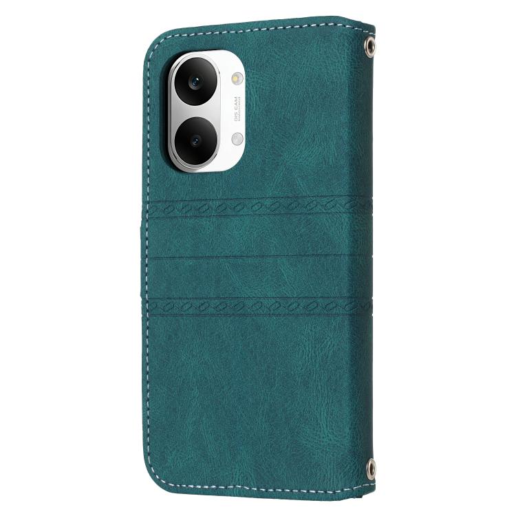 For Xiaomi Poco X8 Pro Max 5G Embossed Stripes Skin Feel Leather Phone Case