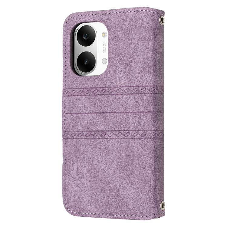 For Xiaomi Poco X8 Pro Max 5G Embossed Stripes Skin Feel Leather Phone Case