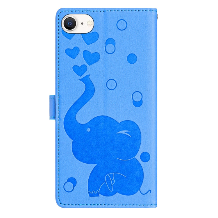 For iPhone SE 2022 / 2020 Cartoon Elephant Embossed Leather Phone Case