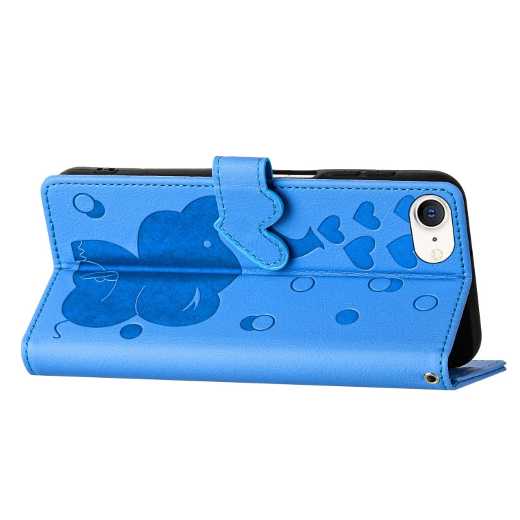 For iPhone SE 2022 / 2020 Cartoon Elephant Embossed Leather Phone Case