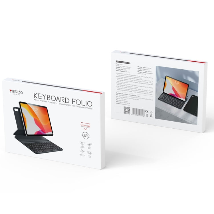 For iPad 10th Gen 10.9 2022 Yesido Dual-sided Clip Magnetic Keyboard Leather Case - Black