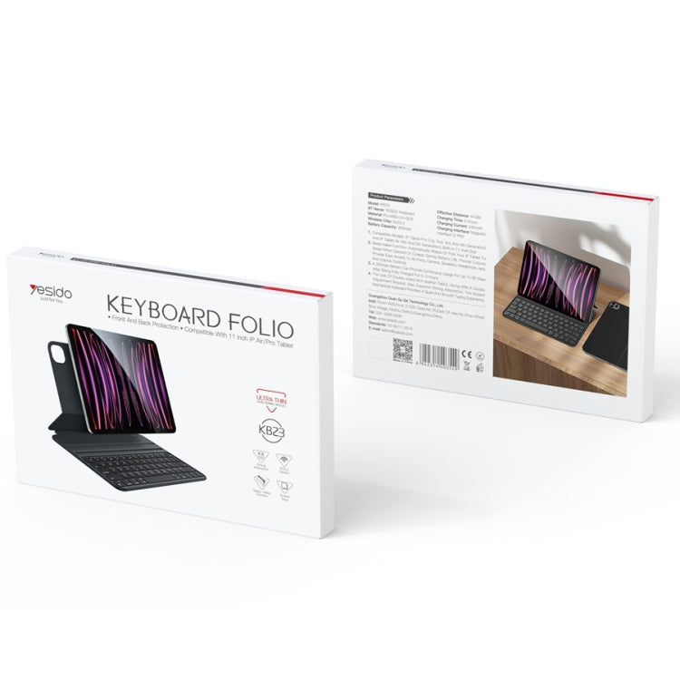 For iPad Pro 11 2022 / Air 10.9 2022 Yesido Dual-sided Clip Magnetic Keyboard Leather Case - Black