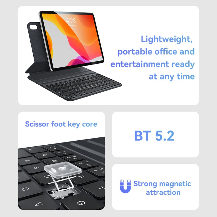 For iPad Pro 11 2022 / Air 10.9 2022 Yesido Dual-sided Clip Magnetic Keyboard Leather Case - Black