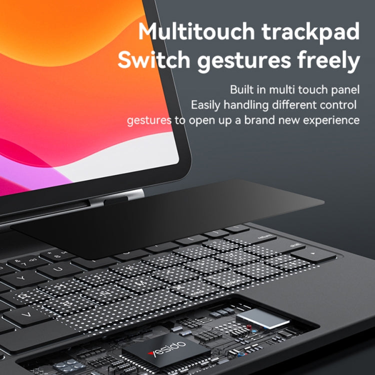 For iPad 10th Gen 10.9 2022 Yesido Dual-sided Clip Digital Display Magnetic Keyboard Leather Case - Black
