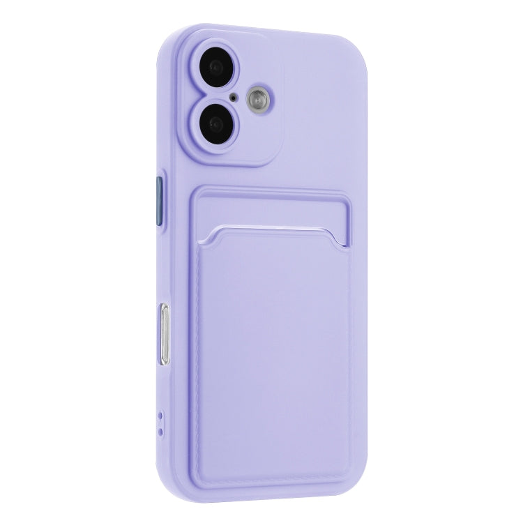 For iPhone 16 Skin Feel Card Contrast Color Button TPU Phone Case
