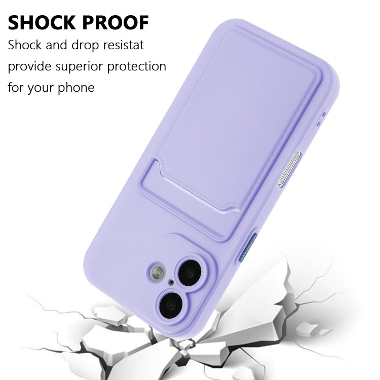 For iPhone 16 Skin Feel Card Contrast Color Button TPU Phone Case