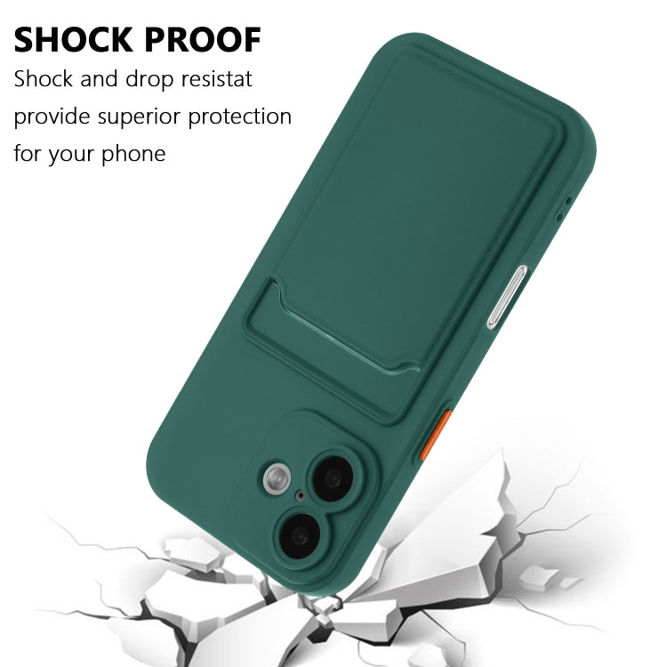For iPhone 16 Skin Feel Card Contrast Color Button TPU Phone Case