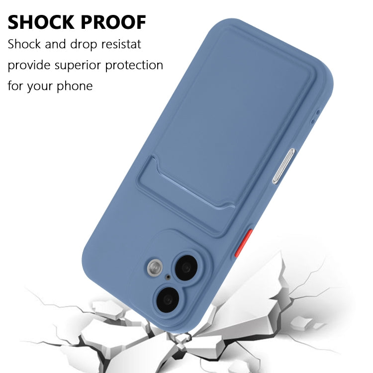 For iPhone 16 Skin Feel Card Contrast Color Button TPU Phone Case