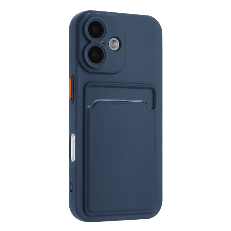 For iPhone 16 Skin Feel Card Contrast Color Button TPU Phone Case