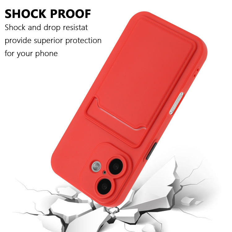 For iPhone 16 Skin Feel Card Contrast Color Button TPU Phone Case