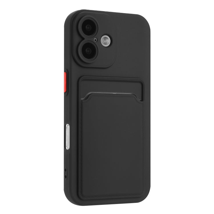 For iPhone 16 Skin Feel Card Contrast Color Button TPU Phone Case
