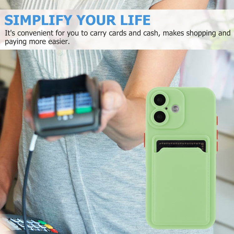 For iPhone 16 Plus Skin Feel Card Contrast Color Button TPU Phone Case