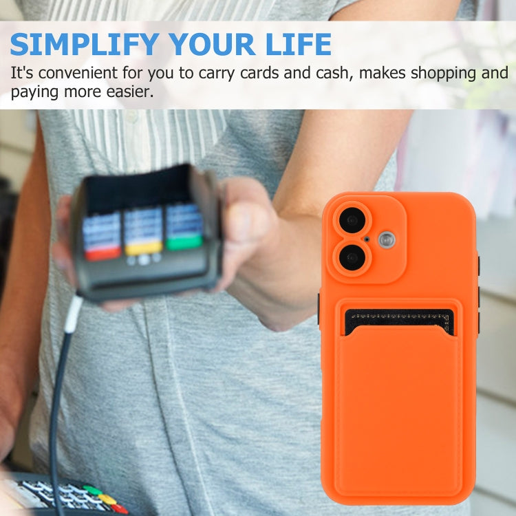 For iPhone 16 Plus Skin Feel Card Contrast Color Button TPU Phone Case