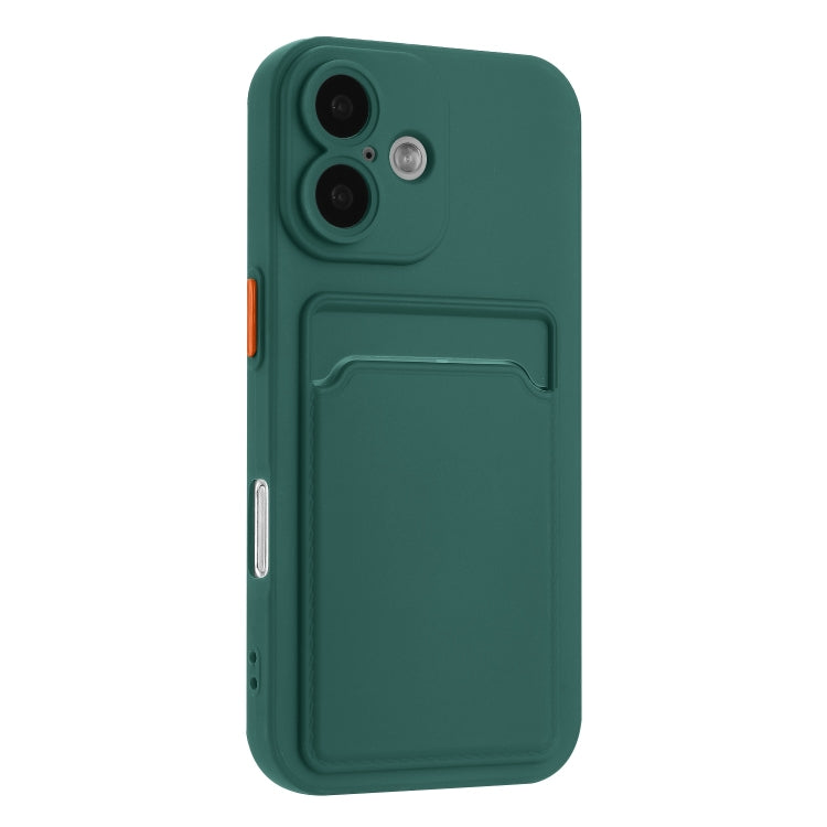 For iPhone 16 Plus Skin Feel Card Contrast Color Button TPU Phone Case