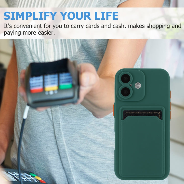 For iPhone 16 Plus Skin Feel Card Contrast Color Button TPU Phone Case