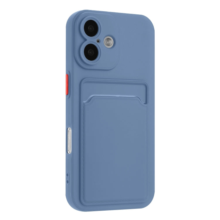For iPhone 16 Plus Skin Feel Card Contrast Color Button TPU Phone Case