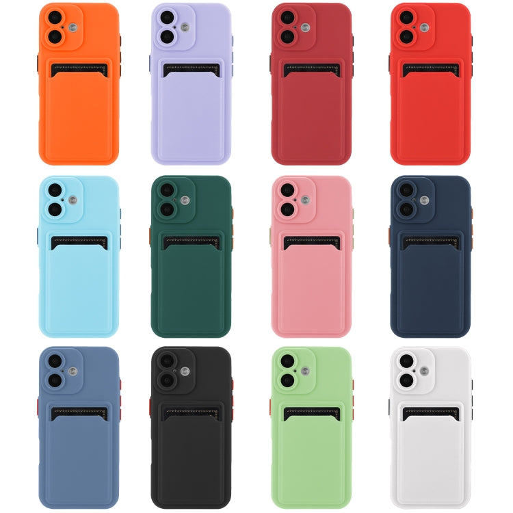 For iPhone 16 Plus Skin Feel Card Contrast Color Button TPU Phone Case