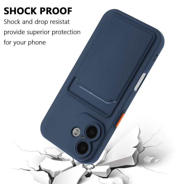 For iPhone 16 Plus Skin Feel Card Contrast Color Button TPU Phone Case